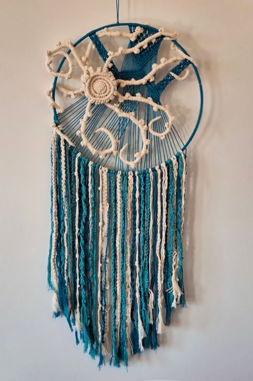 Wall hanging mobile of an octopus for a child's bedroom