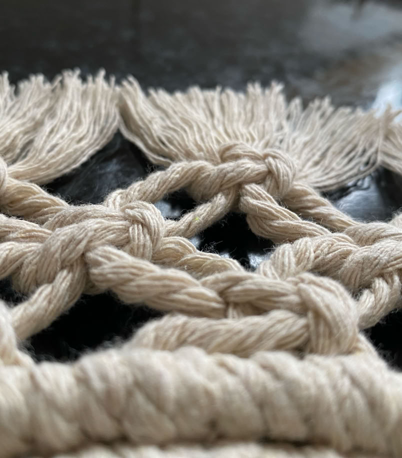 Macrame knot pattern up close